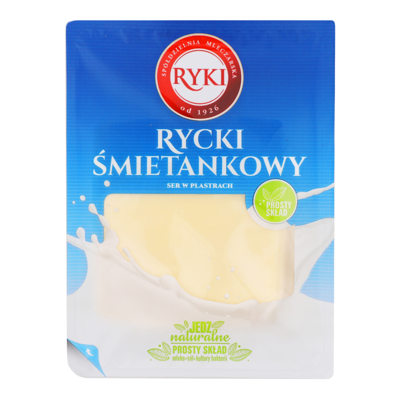 Сир сичужний дозріваючий порційний Сметанковий Ryki лоток