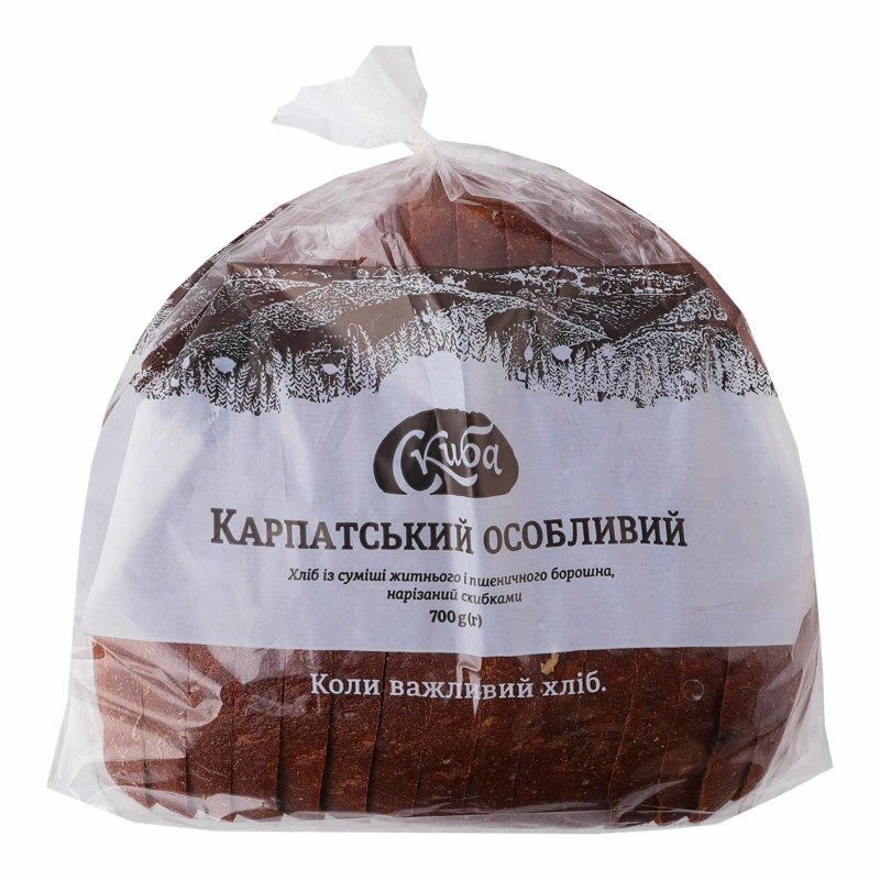 Хліб нарізний із суміші житнього і пшеничного борошна Карпатський особливий Скиба м/у