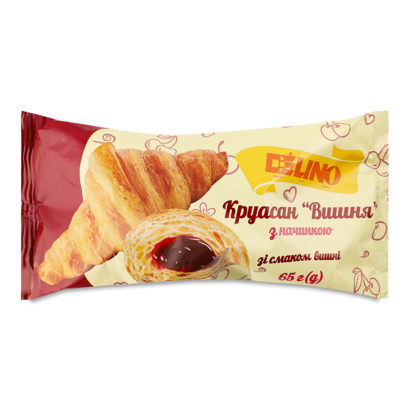 Круасан Вишня з начинкою з смаком вишні 65г Delino
