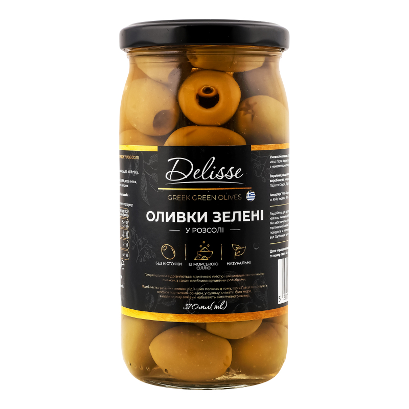 Оливки зелені без кісточки у розсолі Delisse с/б