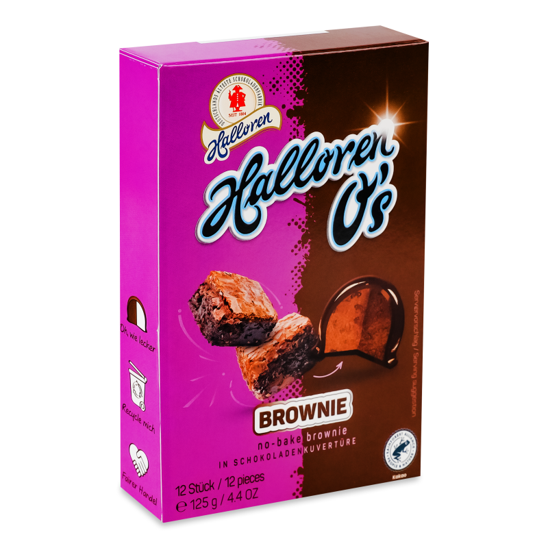 Цукерки O’s Brownie в шоколадній глазурі 125г Halloren