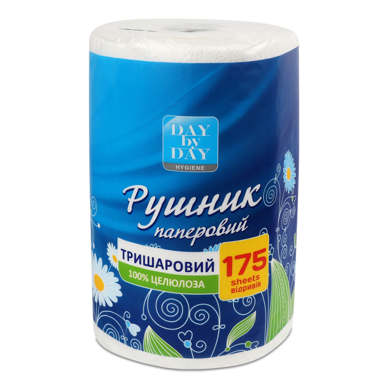 Рушники паперові білі 3шари 175відривів 1шт Day by Day