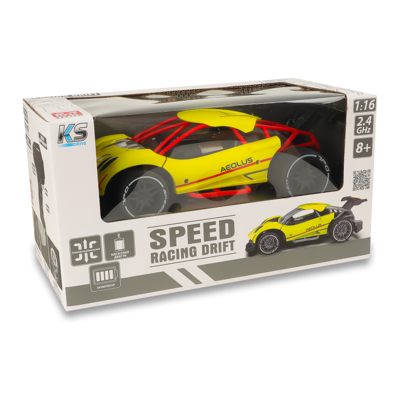 Іграшка Машинка Спід Рейсінг Дріфт Аеолус жовта на р/к 1:16 Сулонг Тойс
