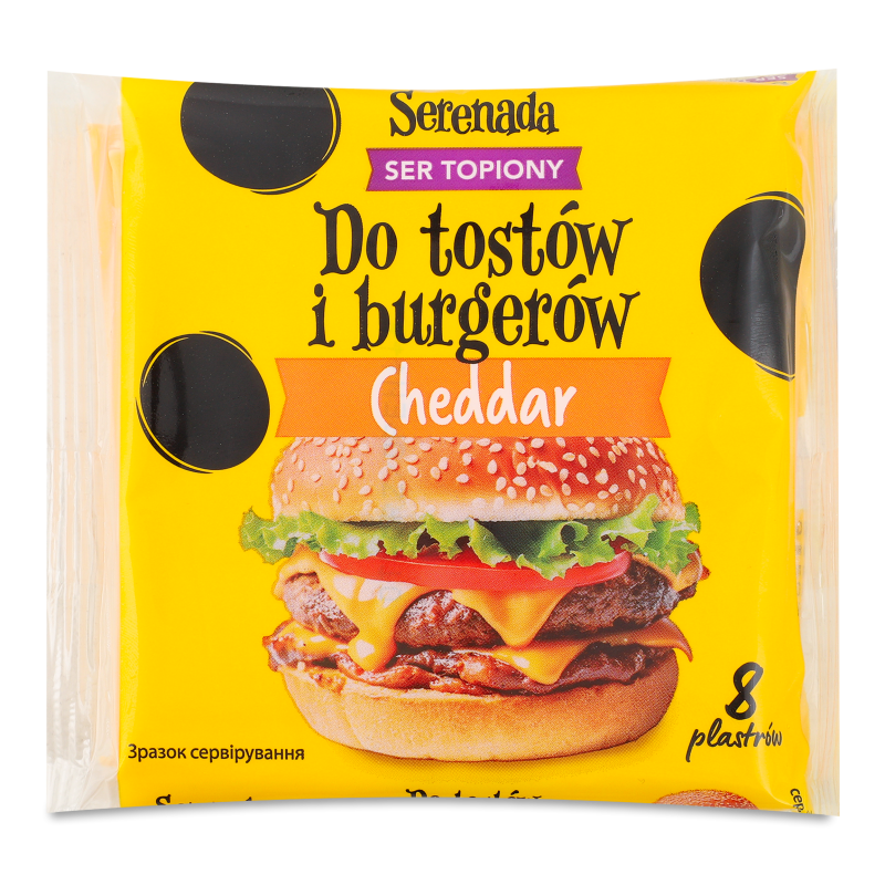 Сир плавлений Чеддар скибочки 130г 40% Serenada