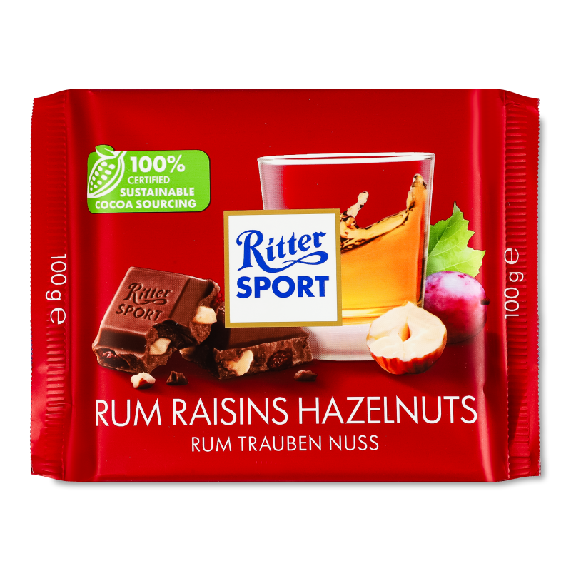 Шоколад Rum Trauben Nuss молочний 100г Ritter Sport