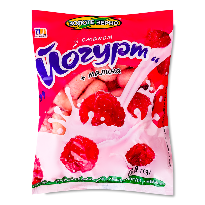 Вироби кукурудзяні фігурні йогурт малина 60г Золоте зерно