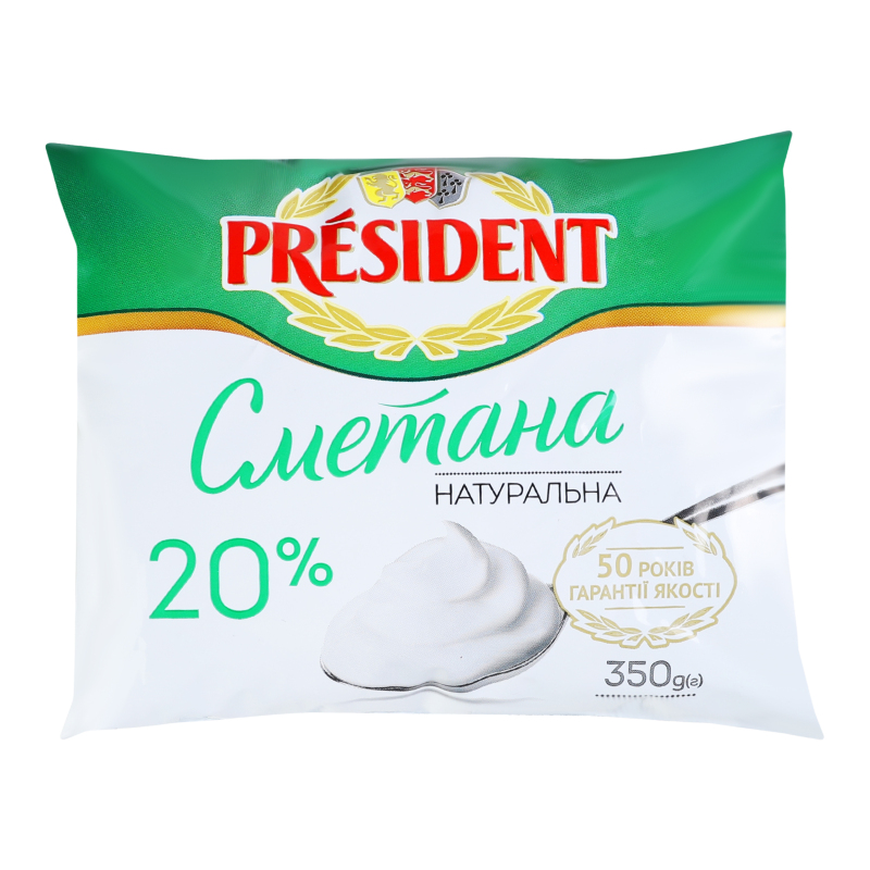 Сметана 20% President 350г President 4823065715759: купить в интернет ...