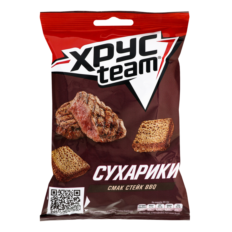 Сухарики хрусткі зі смаком стейка барбекю ХрусTeam м/у