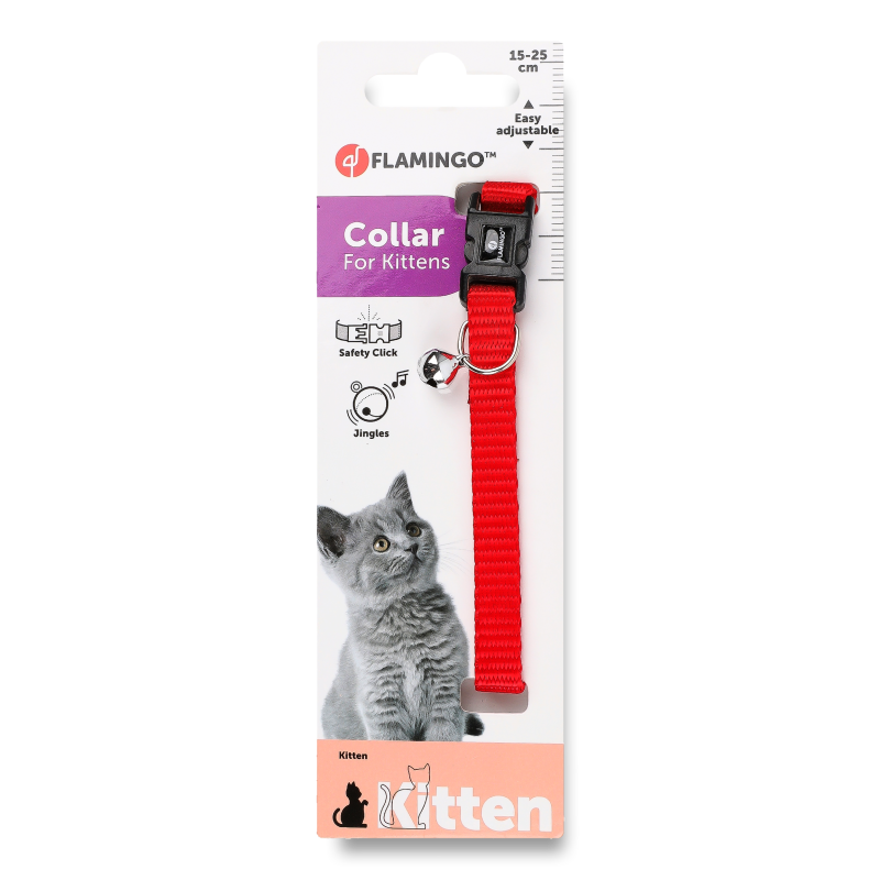 Нашийник д/кошенят Зігі червоний 10мм 15-22см Flamingo