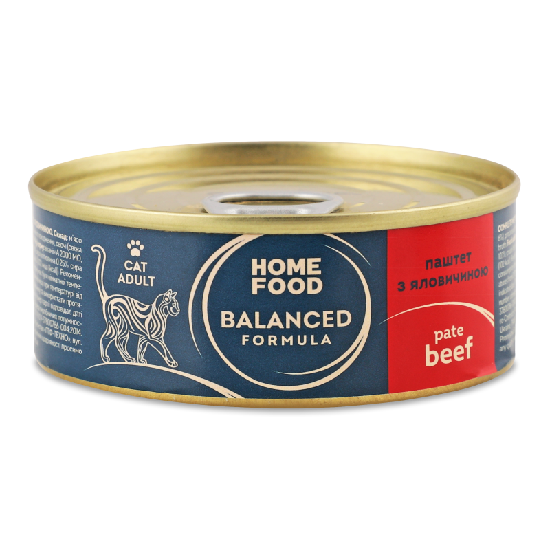 Корм д/дорослих котів Balanced Formula Паштет з яловичиною 85г ж/б Home Food