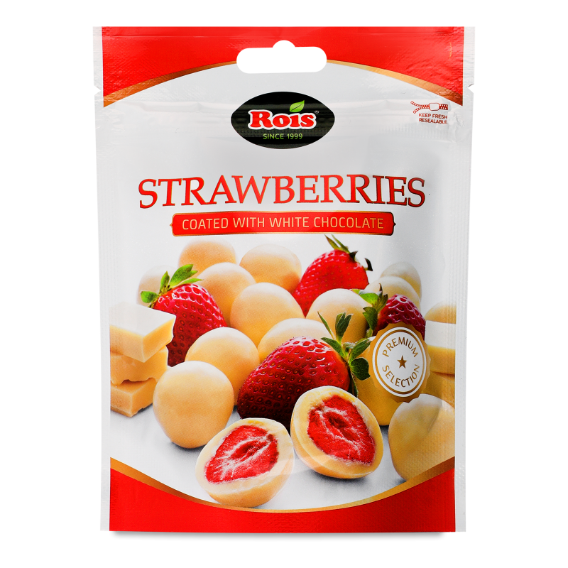 Полуниця в білому шоколаді 100г Rois