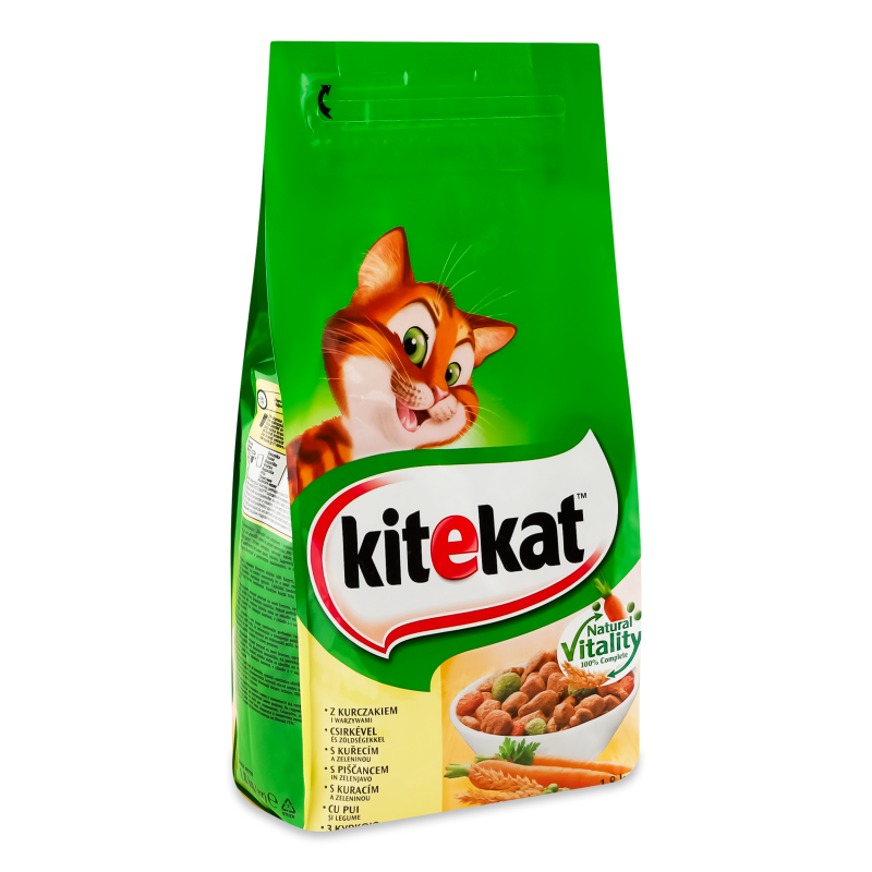 Корм д/дорослих котів з куркою та овочами сухий 1,8кг Kitekat