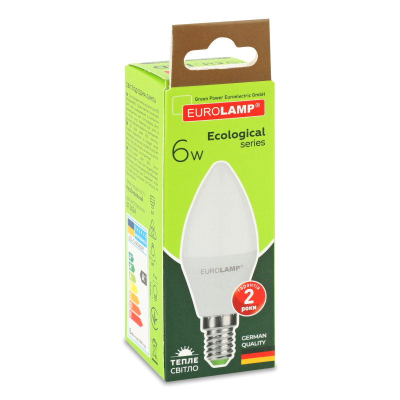 Лампа Еко LED CL 6W E14 3000K Eurolamp