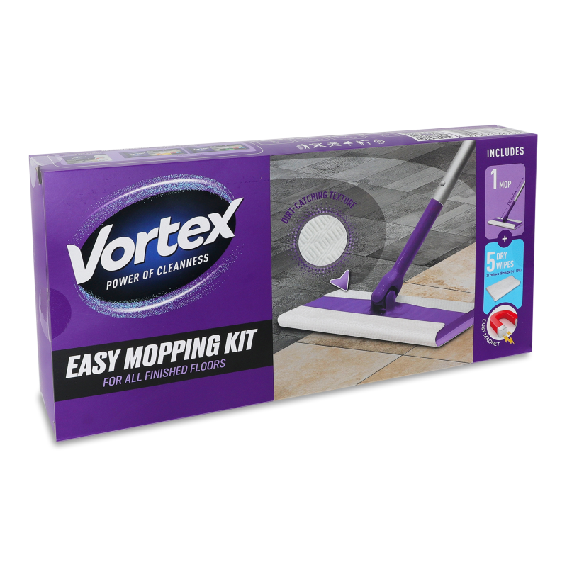 Набір д/прибирання підлоги Швабра+Серветки д/підмітання 5шт Vortex