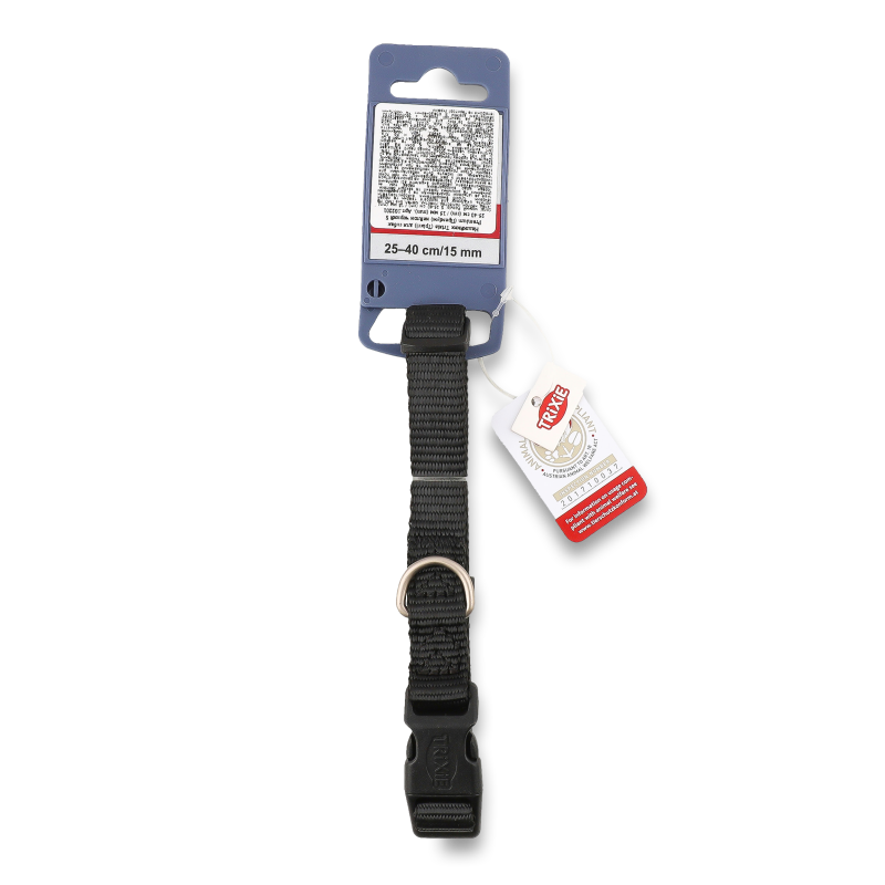 Нашийник д/собак Premium чорний нейлон 15мм 25-40см Trixie