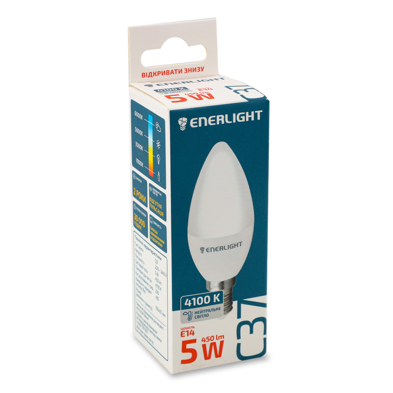 Лампа світлодіодна С37 5Вт 4100K E14 Enerlight