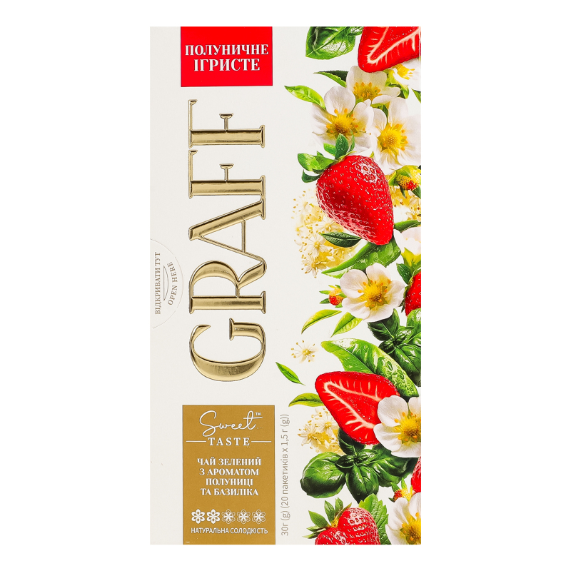 Graff Tea Чай зеленый байховый с ароматом клубники и базилика с натуральным ...