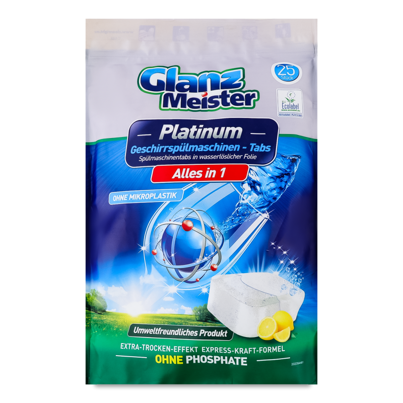 Таблетки д/посудомийних машин Platinum 25*16г Glanz Meister