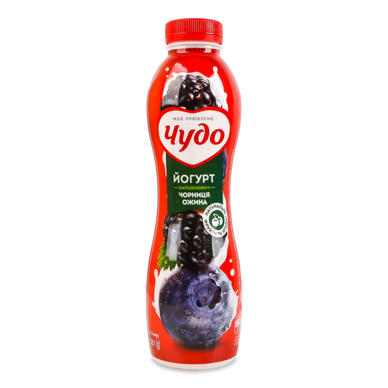 Йогурт питний Чорниця-ожина 2,5% 520г пет Чудо