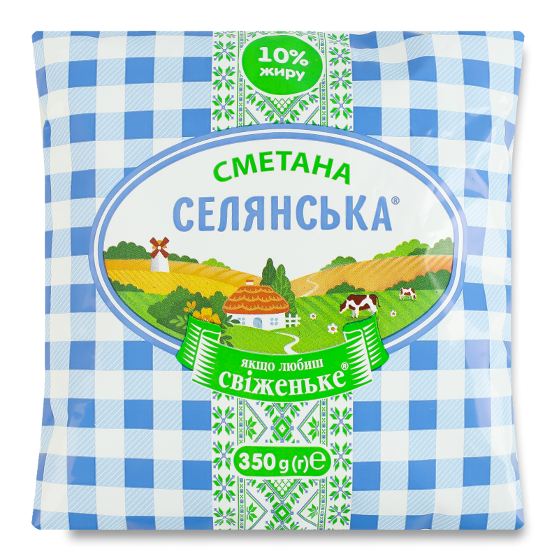 Сметана 10% 350г п/е Селянська