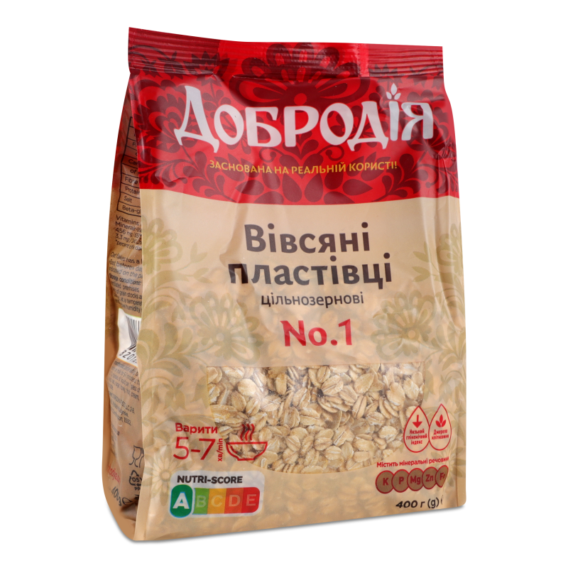 Пластівці вівсяні №1 400г Добродія
