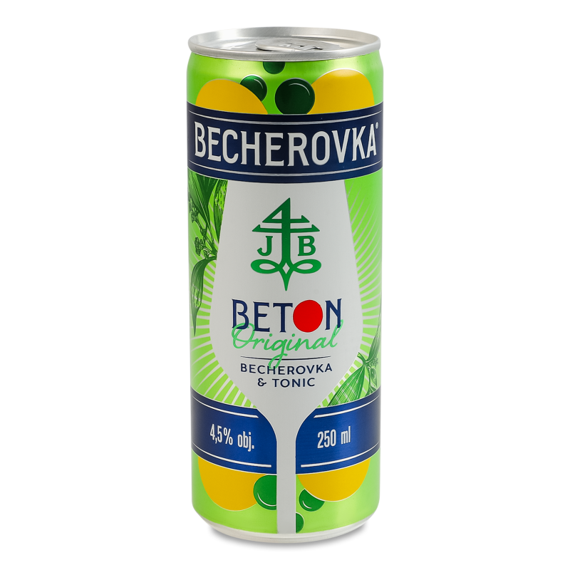 Напій слабоалкогольний Beton Original газований 4,5% 250мл ж/б Becherovka