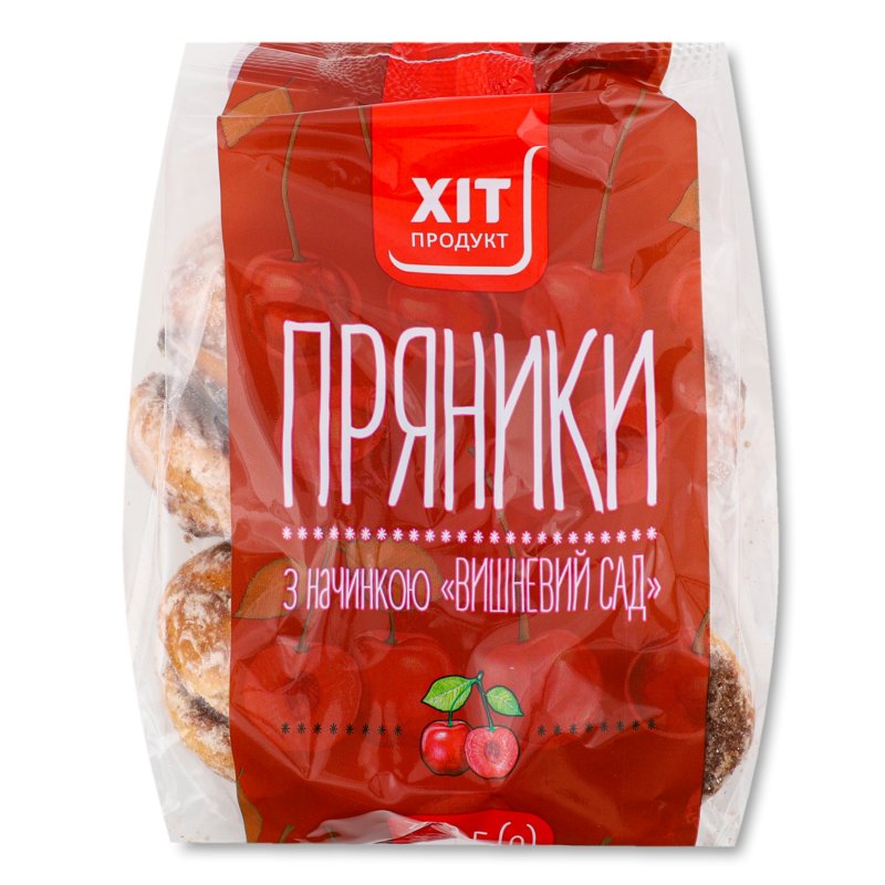 Пряники з начинкою Вишневий сад 350г Хіт продукт