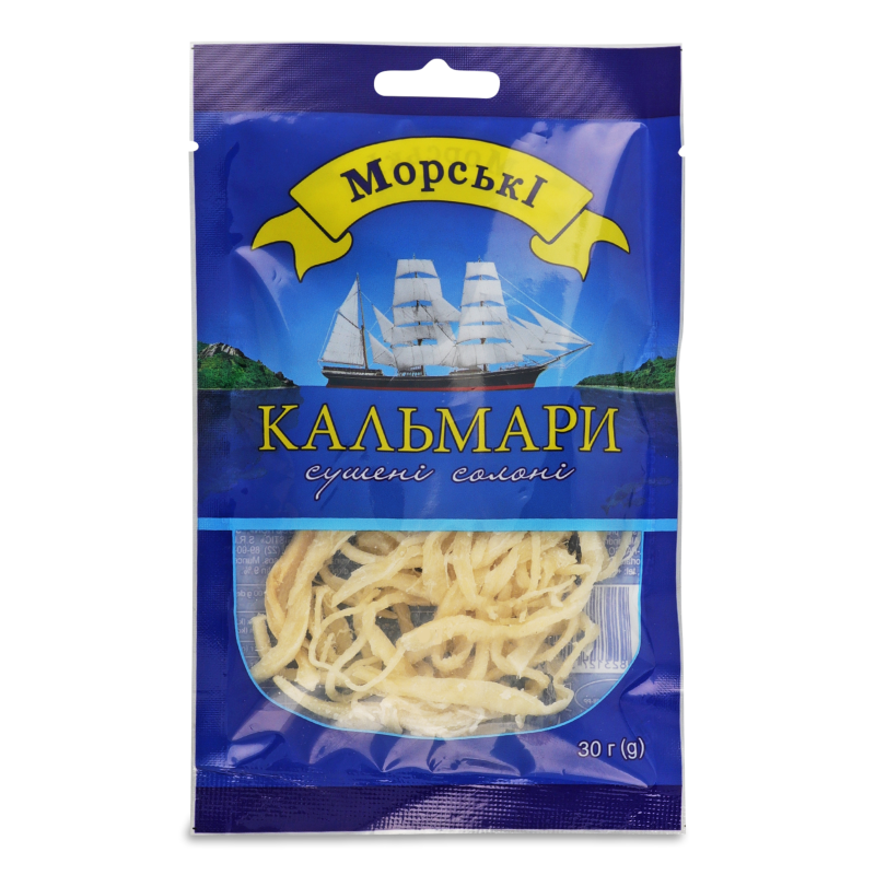 Кальмар сушений солоний 30г Морські