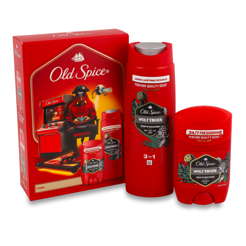 Набір Wolfthorn Дезодорант твердий 50мл+Гель д/душу та шампунь 2в1 250мл Old Spice