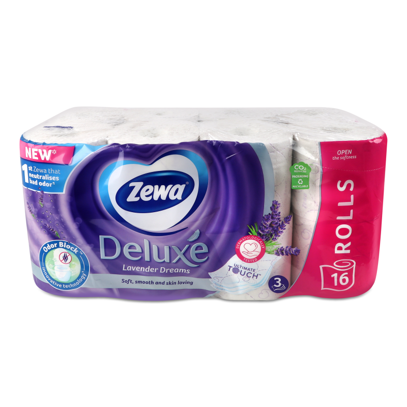 Папір туалетний Делюкс Лаванде дрімс 3шари 16шт Зева