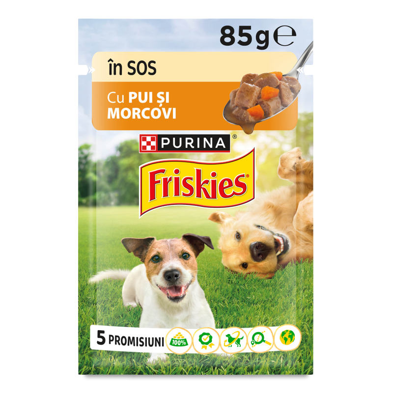 Корм д/дорослих собак з куркою та морквою 85г пауч Фріскіс