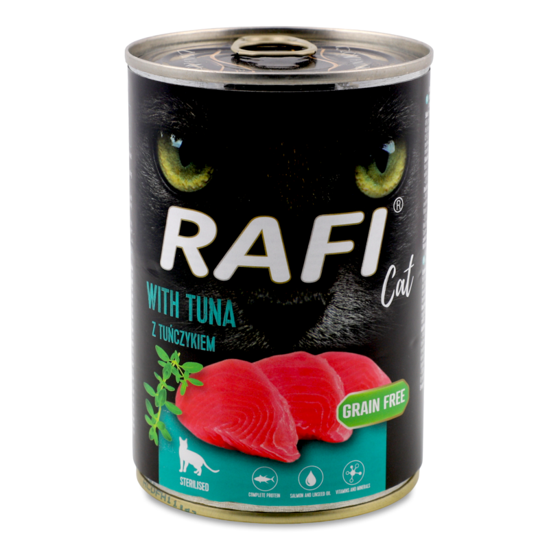 Корм д/стерилізованих котів з тунцем 400г ж/б Рафі