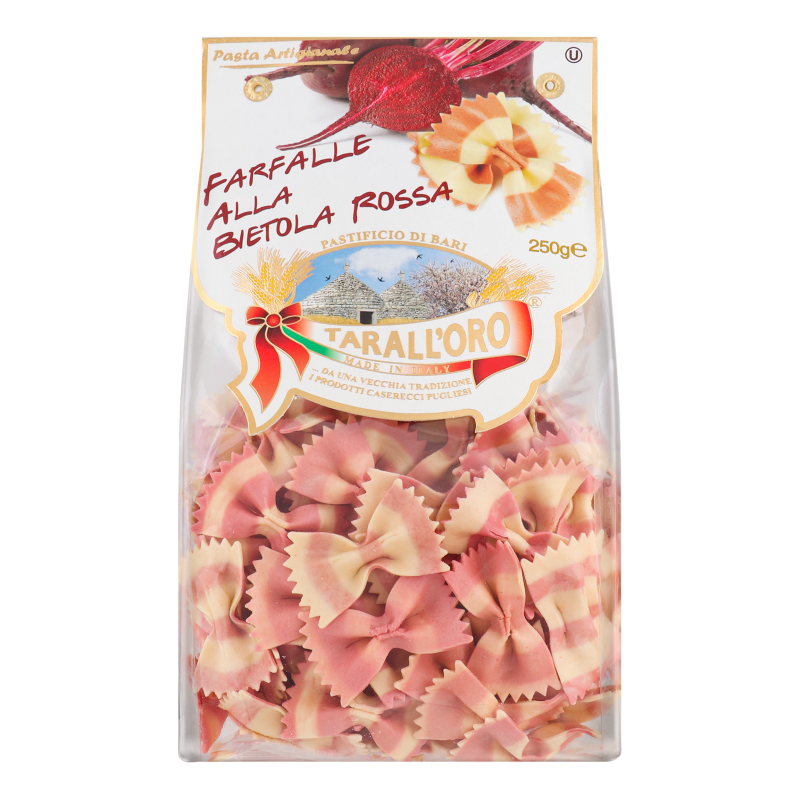 Вироби макаронні з твердих сортів пшениці з червоним буряком Farfalle Tarall’oro м/у