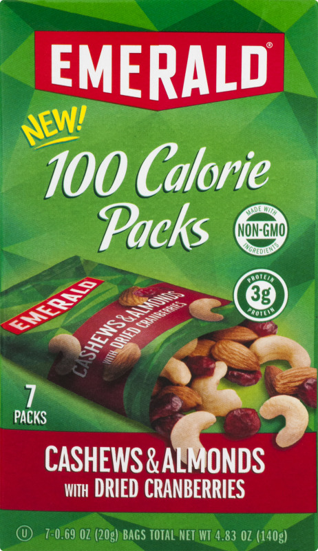 Emerald 100 Calorie Packs Cashews & Almonds with Dried Cranberries - 7 ...