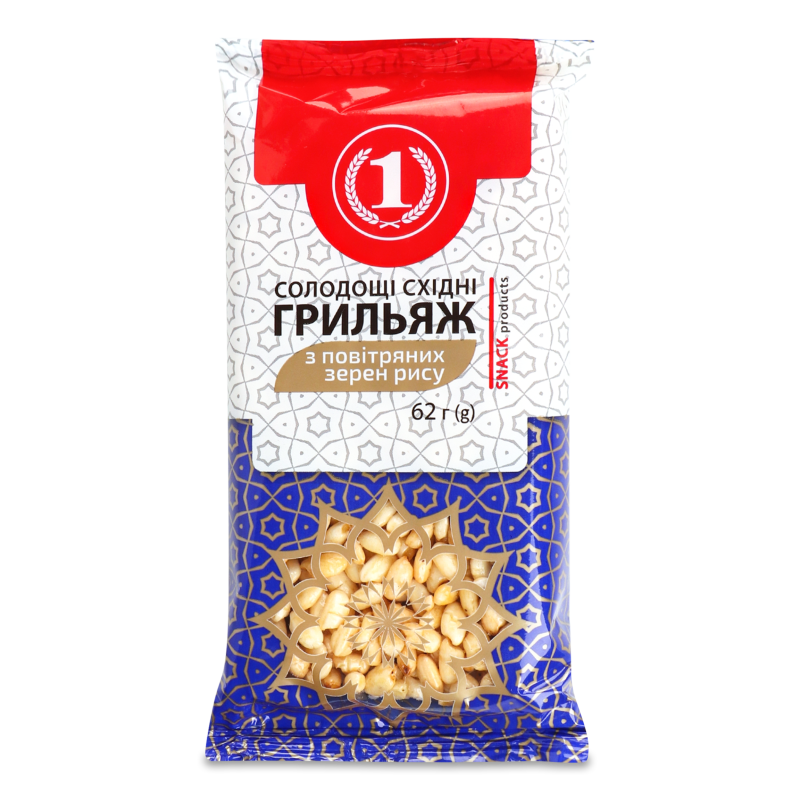 Грильяж з повітряних зерен рису 62г ТМ “1”