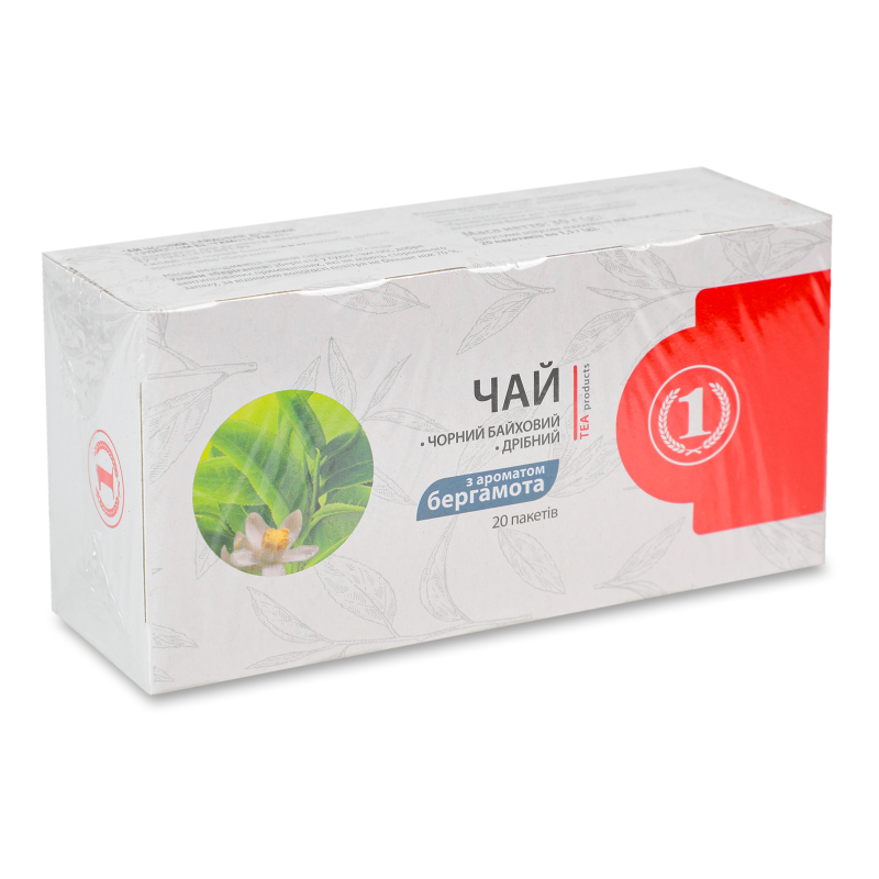 Чай чорний байховий купажований дрібний з ароматом бергамоту 20*1,5г ТМ “1”