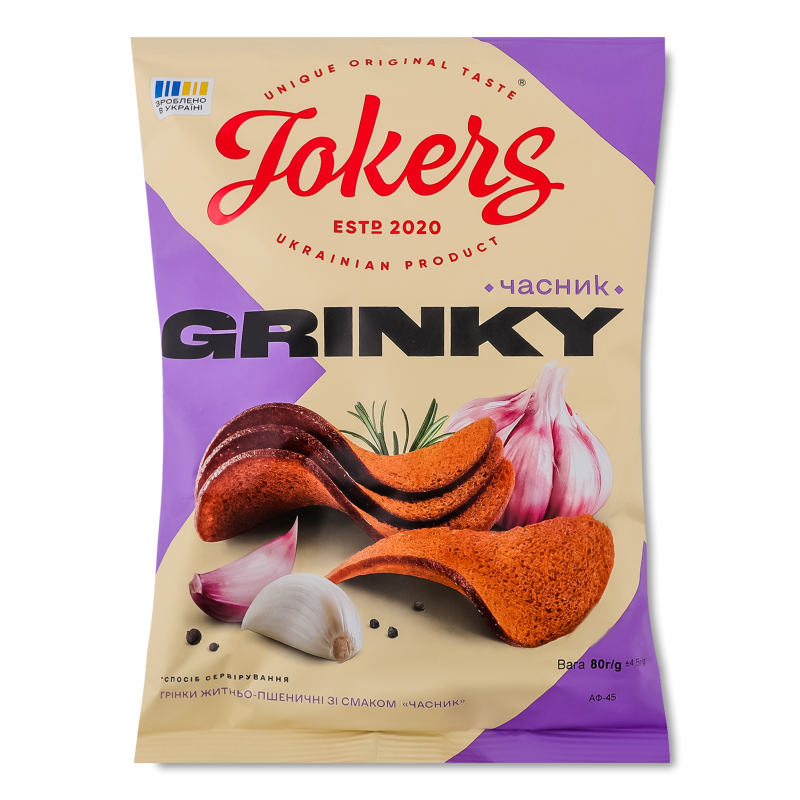 Грінки житньо-пшеничні з смаком Часник 80г Jokers