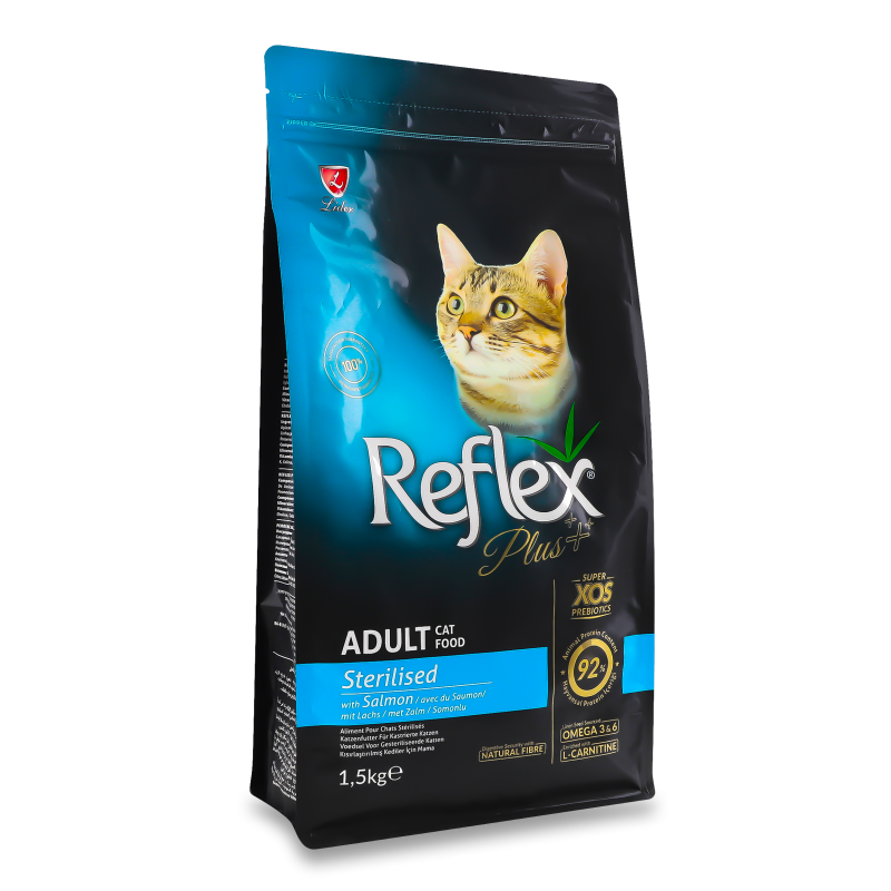 Корм д/стерилізованих кішок з лососем сухий 1,5кг Reflex Plus