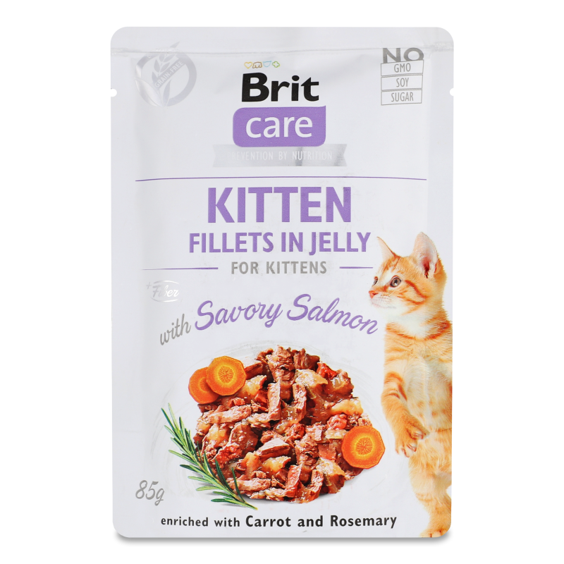 Корм д/кошенят з філе лосося в желе 85г пауч Бріт Кеа