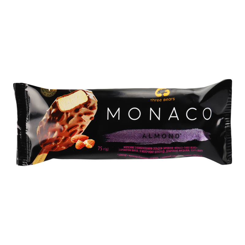 Морозиво 12% Almond Monaco Three bears м/у 75г Три ведмеді