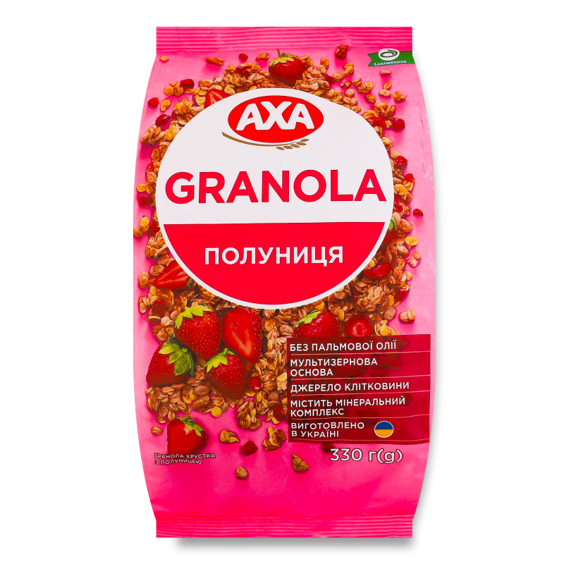 Гранола хрустка з полуницею 330г п/е Аха