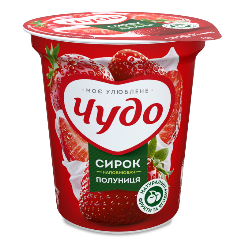 Сирок збитий з наповнювачем Полуниця 5% 170г стакан Чудо