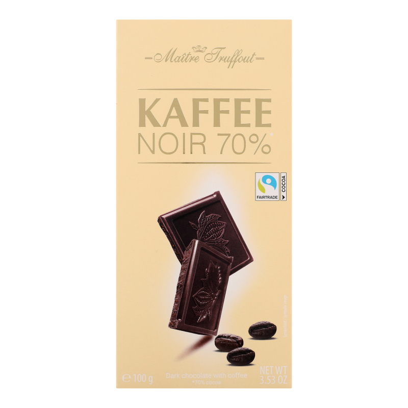 Шоколад 70% чорний з кавою Maitre Truffout к/у