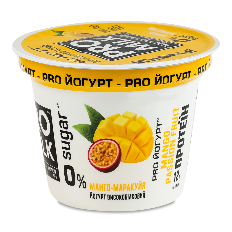 Йогурт високобілковий з наповнювачем Манго-маракуйя 3% 200г стакан Pro Milk