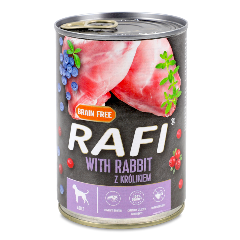 Корм д/собак з кроликом 400г ж/б Рафі