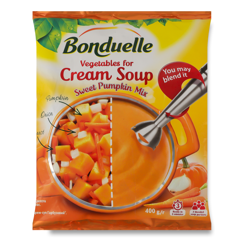 Суміш овочева Крем-суп Гарбузовий заморожена 400г Бондюель