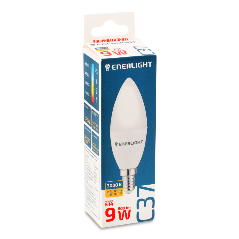 Лампа світлодіодна С37 9Вт 3000K E14 Enerlight