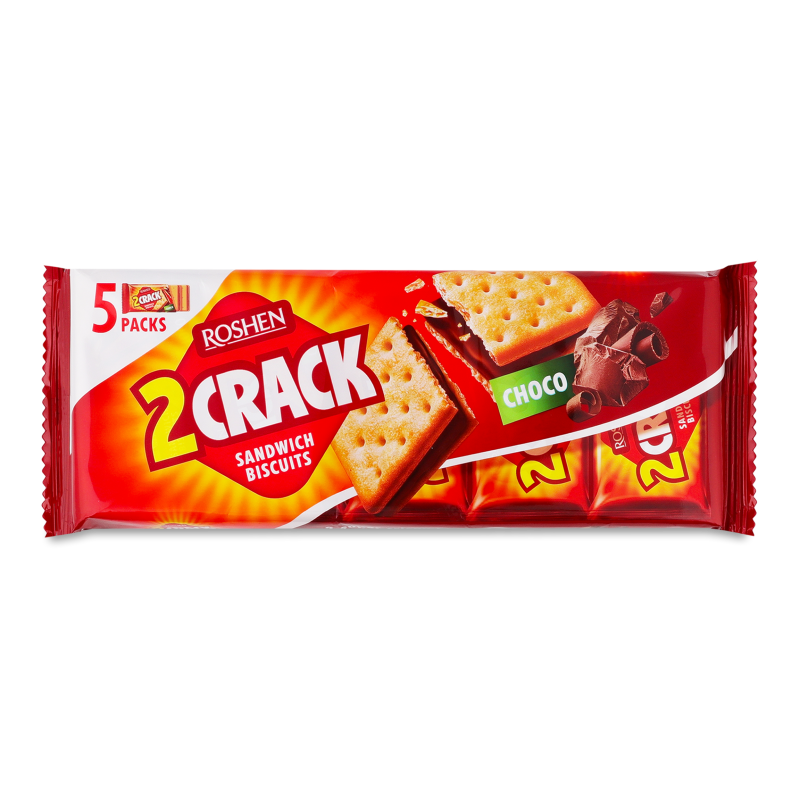 Печиво затяжне 2 Crack з шоколадною начинкою 190г Roshen