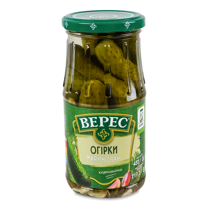 Огірки мариновані слабокислі 435г твіст/б Верес