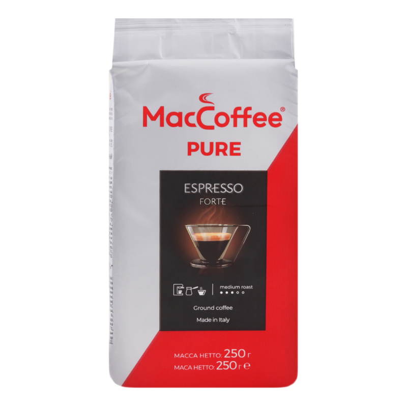 Кофе жареный молотый натуральный Espresso Forte Pure MacCoffee м/у 250г ...